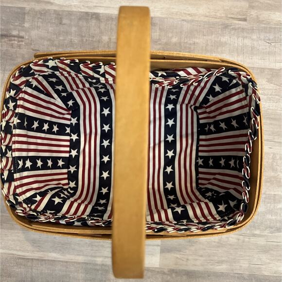 Longaberger 2002 Spring Basket 10.5" Handle All American Sparkler Standup Liner - Picture 6 of 11